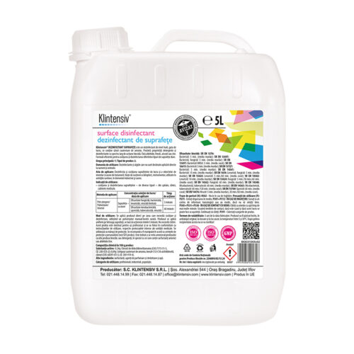 KLINTENSIV® – Dezinfectant suprafete gata de utilizare, 5 litri KLINTENSIV® – Dezinfectant suprafete gata de utilizare, 5 litri
